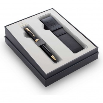 Набор PARKER SONNET GIFT BLACK GT ручка шариковая с чёрным стержнем "M" + чехол для одной ручки Набор PARKER SONNET GIFT BLACK GT ручка шариковая с чёрным стержнем "M" + чехол для одной ручки